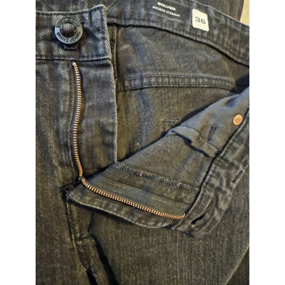 Volcom Solver Jeans Modern Fit Denim Men's Size 36 X 29 Black Straight (37x29)** - Picture 13 of 15